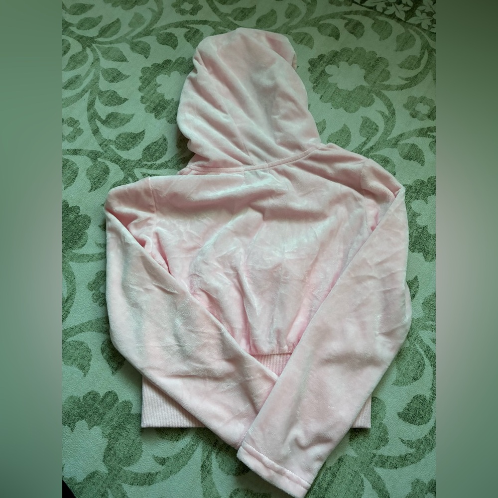 Lola and the Boys Pink Velour Zip-Up Sweater size 8 - Picture 4 of 4